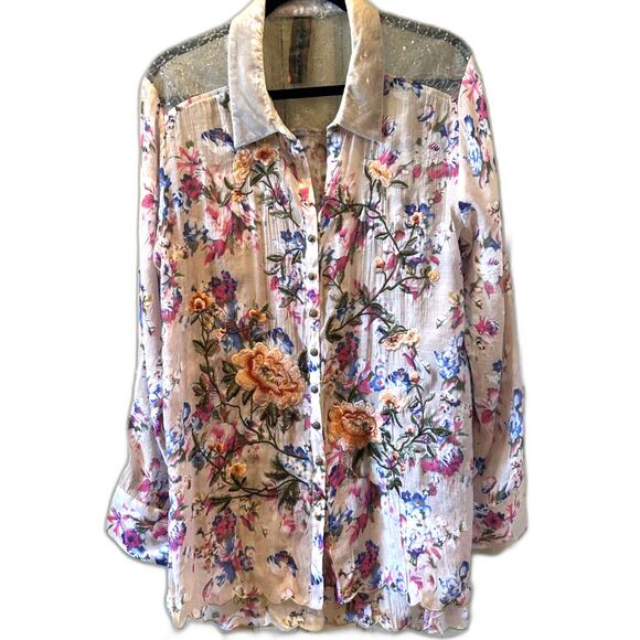 Aratta Floral Embroidered Tunic Blouse - Size XL - NWT - Picture 1 of 5